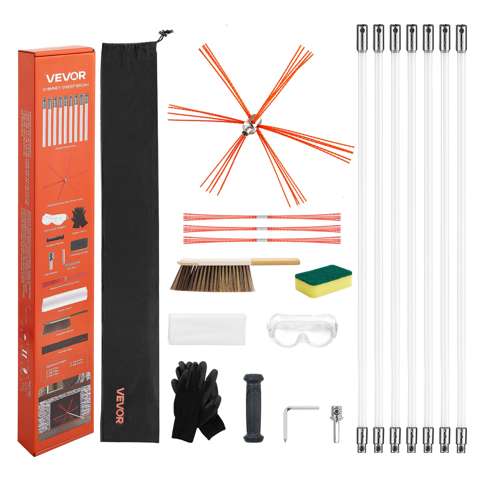 VEVOR Chimney Sweep Kit Chimney Brush for Square Arch Rectangle Chimneys