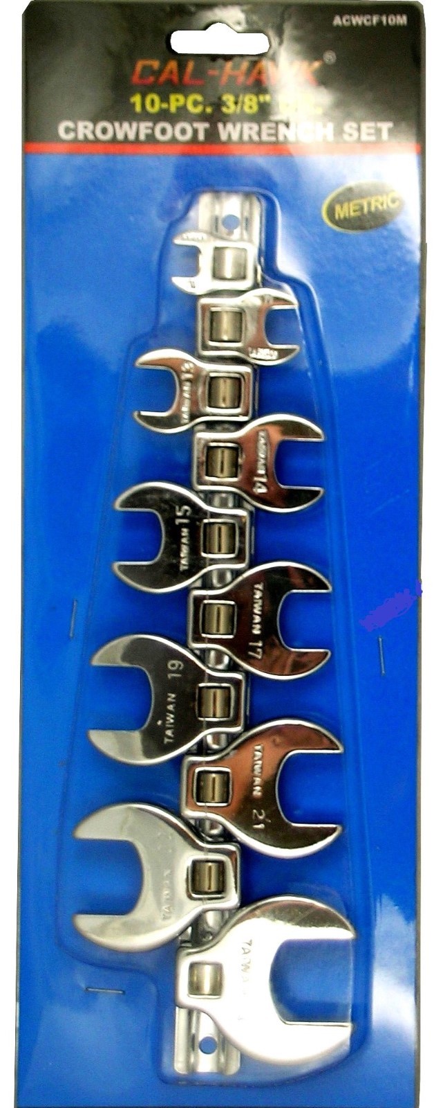 10pc CAL-HAWK 3/8″ DRIVE FULLY POLISHED CROWFOOT RATCHET WRENCH METRIC ACWCF10M