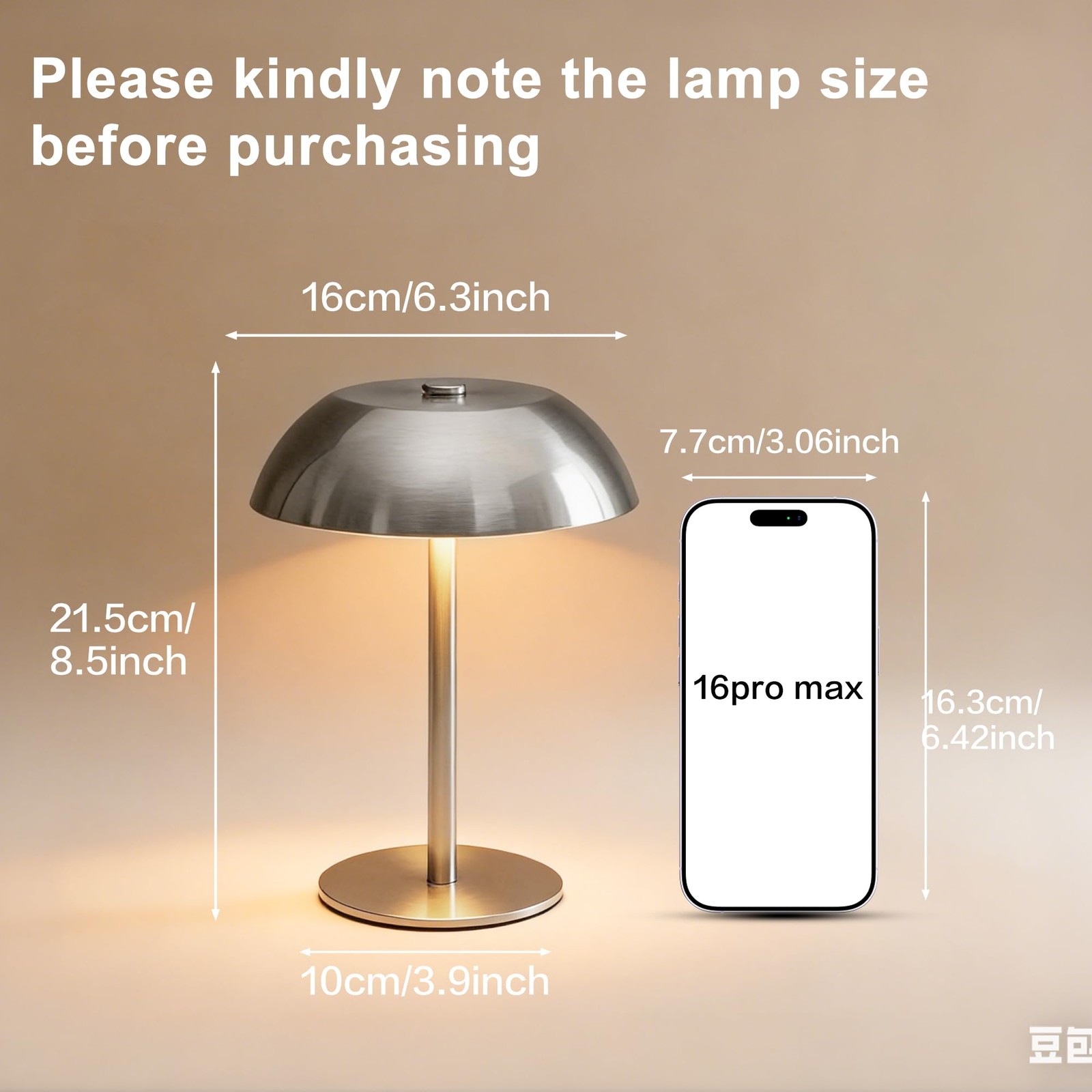 Cordless Table Lamp, 5200mAh High Capacity Battery, Brushed Nickel Iron Bedsi…