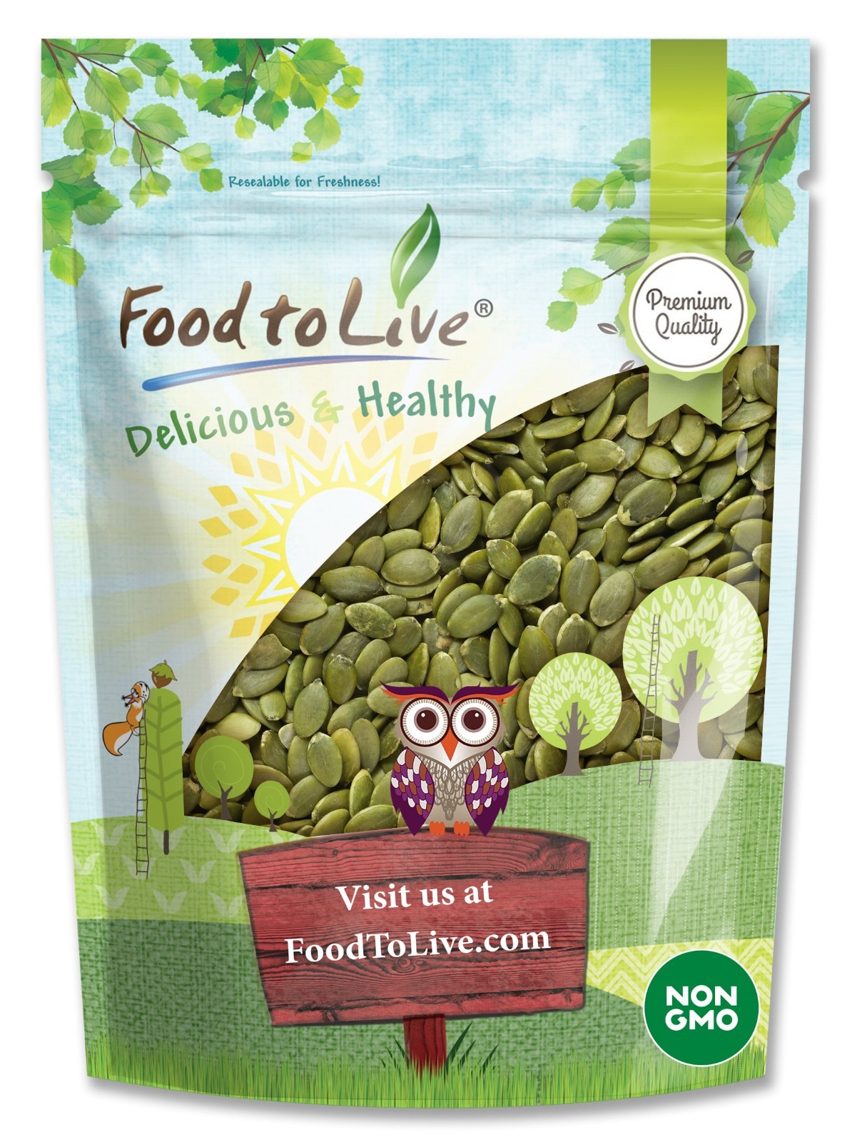 Raw Pepitas (Pumpkin Seeds), Non-GMO Verified – Kosher, Vegan – by Food To Live