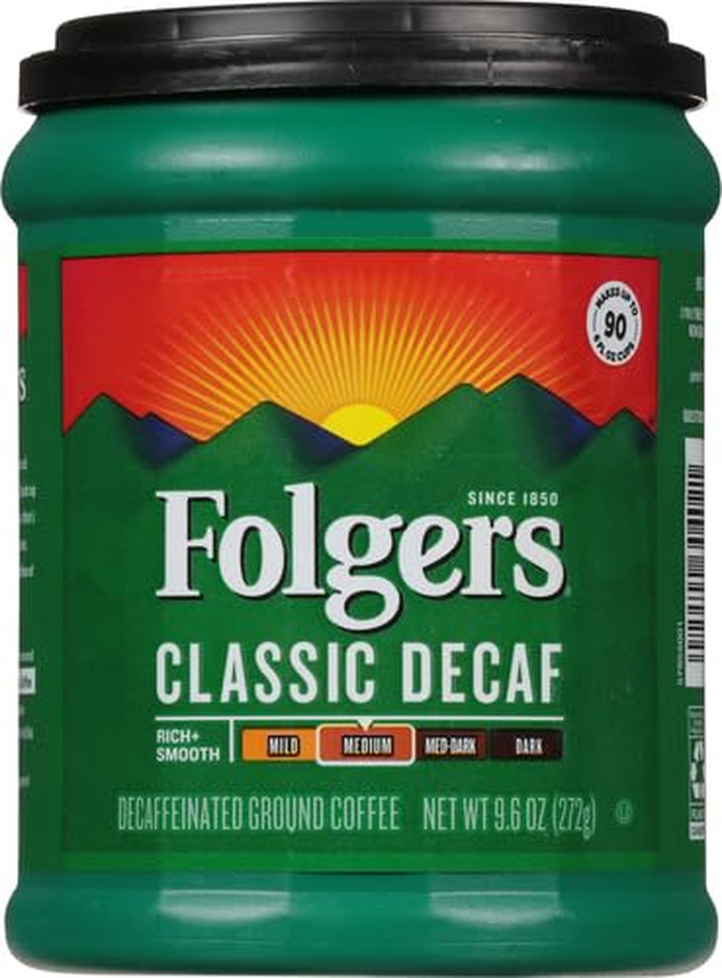 Decaf Coffee, Ground Coffee, Classic Medium Roast, 9.6 Ounce Canister