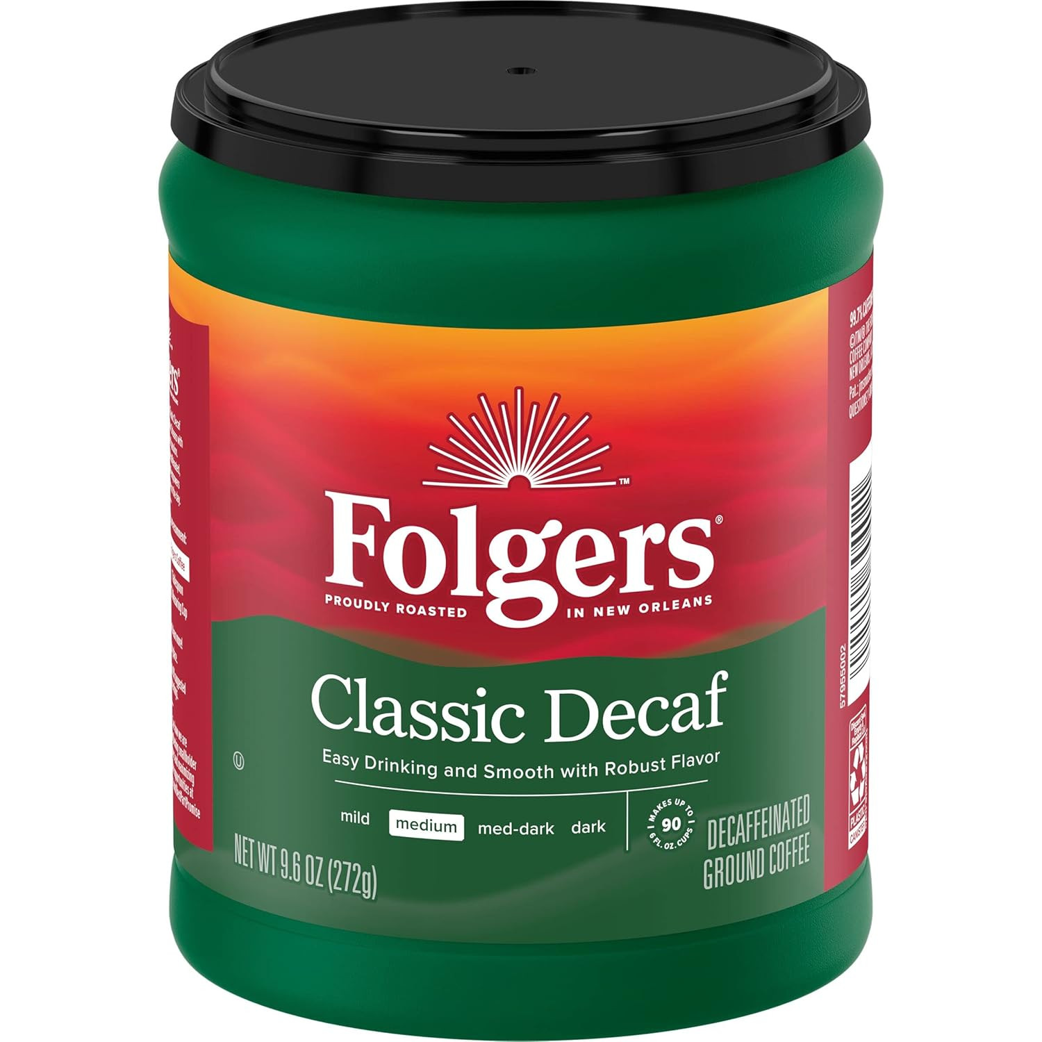 Decaf Coffee, Ground Coffee, Classic Medium Roast, 9.6 Ounce Canister