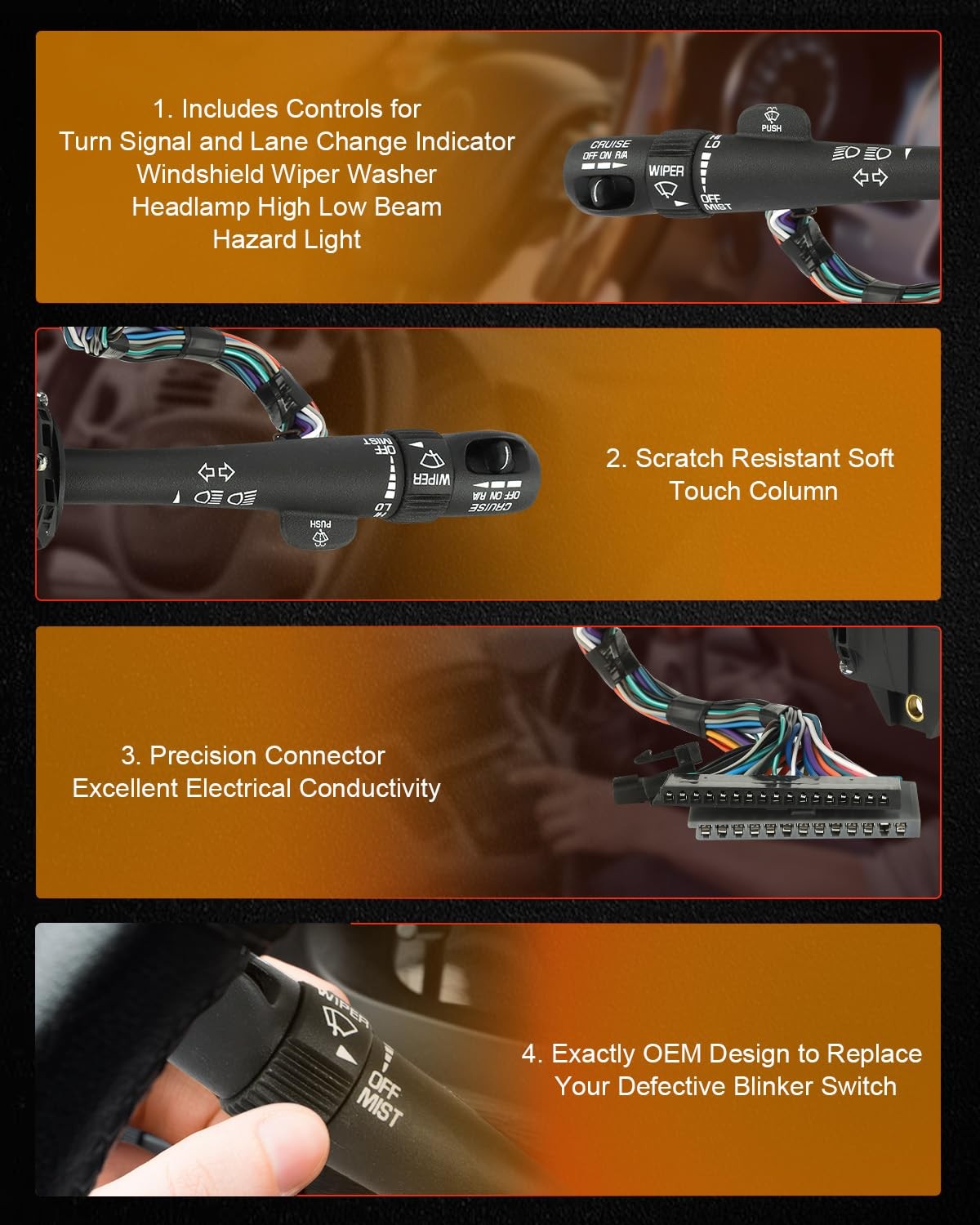 cciyu Turn Signal Multi Function Switch with Cruise Control as show, show
