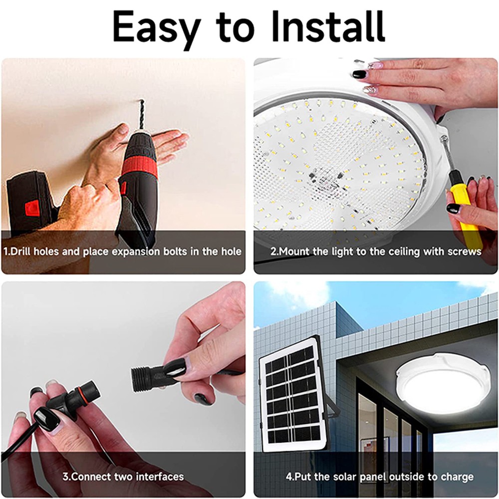 Solar Panel Powered Light Pendant Ceiling Lamp Indoor Outdoor Garden Shed Barn