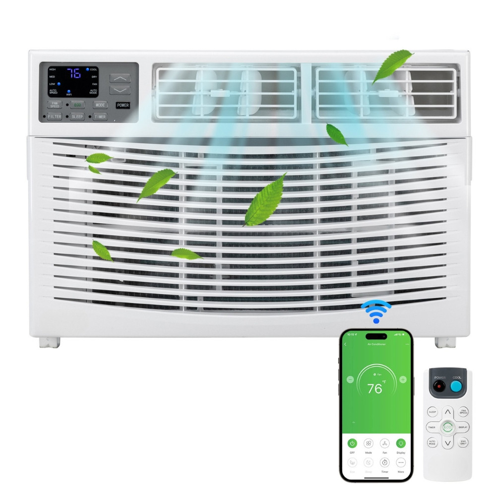 8000 BTU 115V Window Air Conditioner w/Remote Control & LED Digital Panel, Wifi