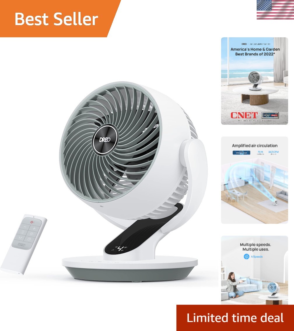 Whisper-Quiet 13-Inch Oscillating Fan with Remote Control for Whole Room Cooling