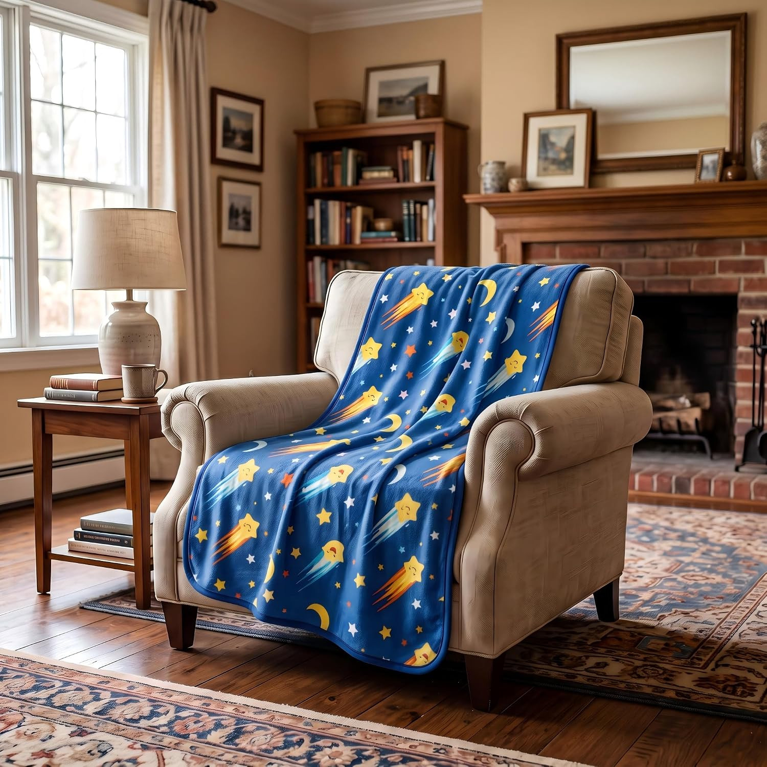 Kids Starry Night Throw Blanket 50 * 60Inch | Sherpa Blanket for Boys Girls, Coz