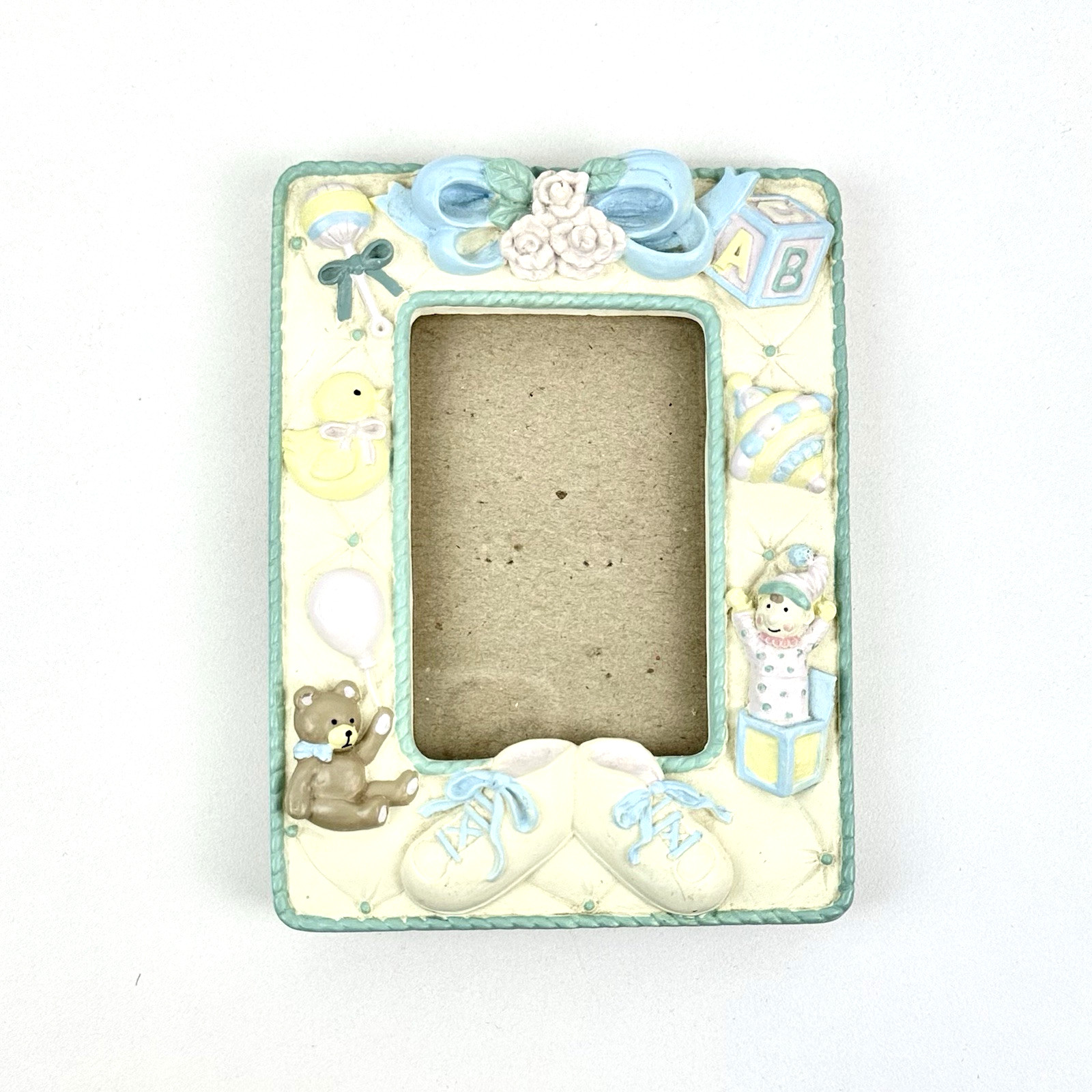 Burnes Ceramic Photo Frame Multicolor 3.5×2.5 Inch Table Top Baby Vintage 1990’s