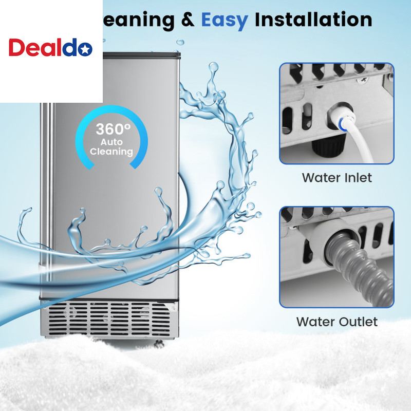 115V Free-Standing Undercounter Built-In Ice Maker with Self-Cleaning Function