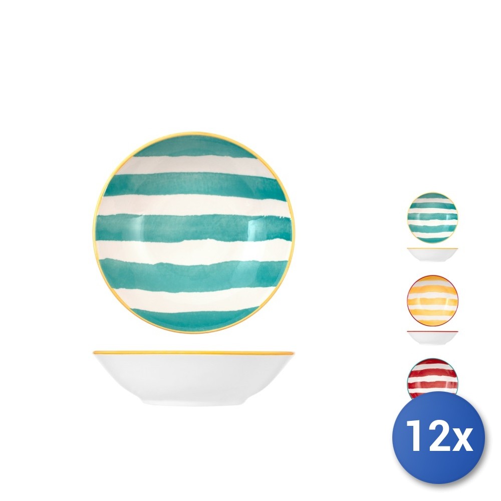 12x Deep Plate In Stoneware Mix & Match Decor, Multicolor, 8.07In