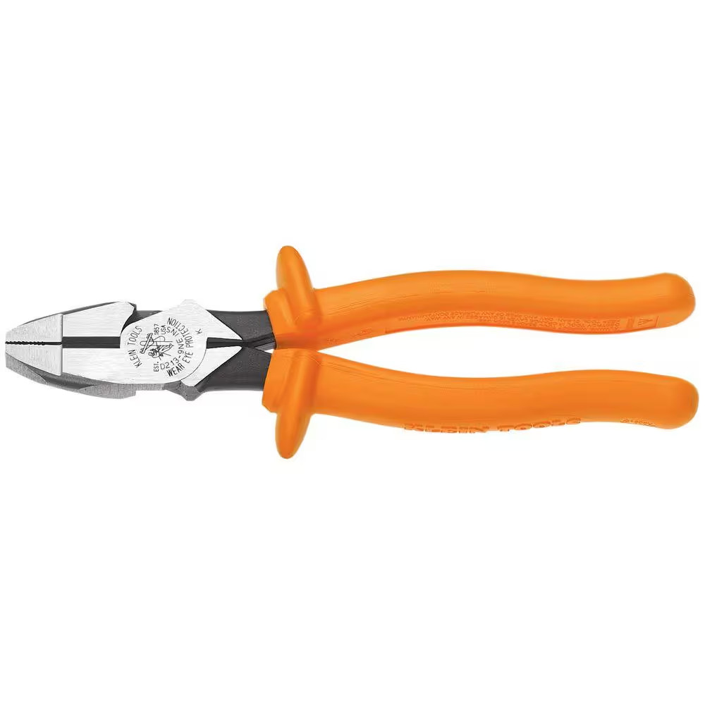 Klein D2000-9NE-INS 9″ Insulated Heavy-Duty Side Cutting Pliers, 1000 Volt