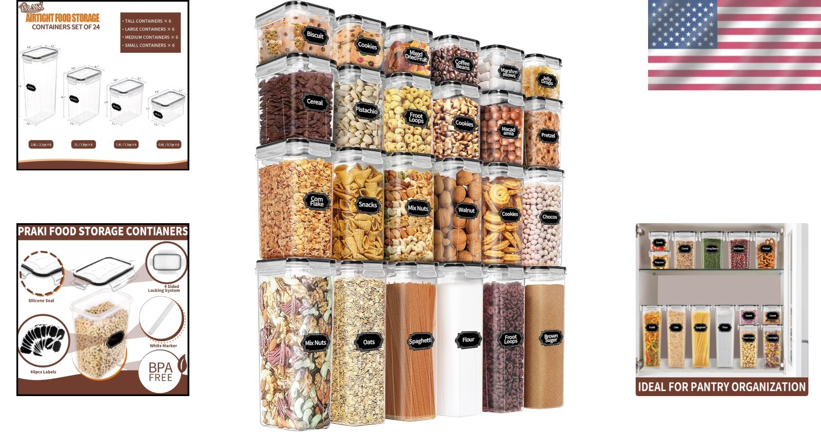 Airtight 24-Container Set with Labels & Marker – Perfect Kitchen Organization