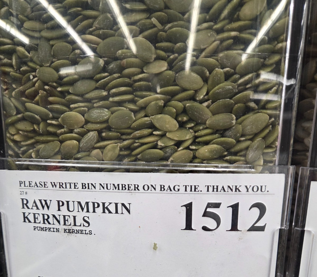 Raw Pumpkin Kernels Bulk Bin 1512, 2 Pounds