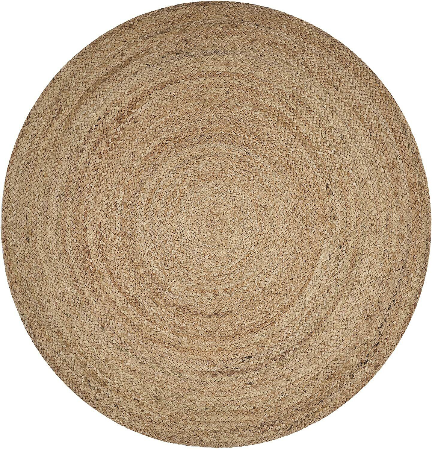 Rug Round Jute Reversible 100% Natural Braided Home Decor Rustic Look Rug