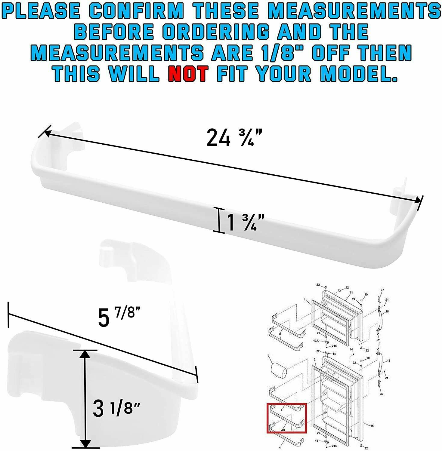 240534701 Door Bar ( Middle ) Rack Compatible with Frigidaire or Kenmore Refrige