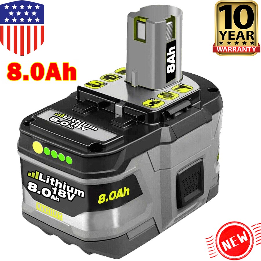 New 8.0AH For RYOBI P108 18V Battery One Plus High Capacity 18 Volt Lithium-Ion