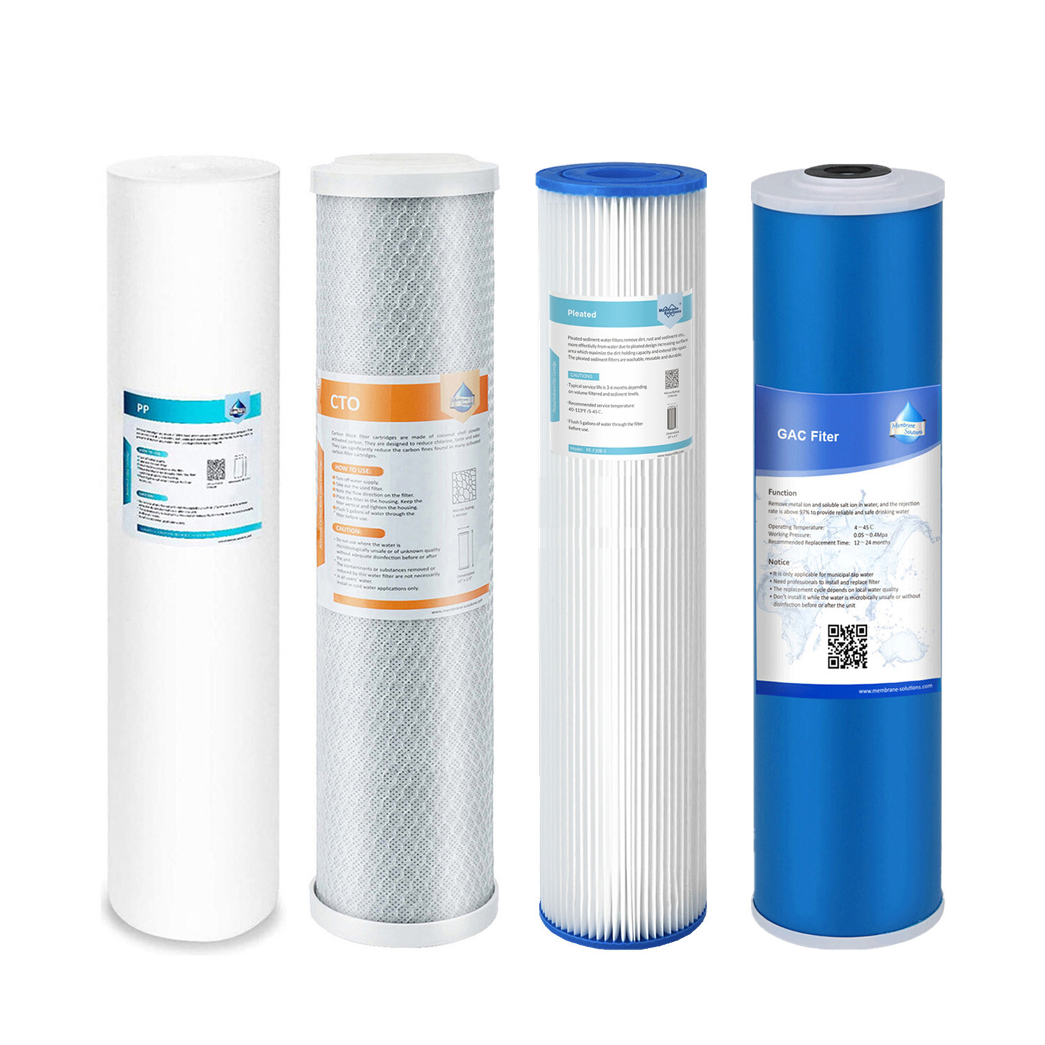 20″ x 4.5″ PP Sediment CTO Carbon Blcok GAC Water Filter for Whole House Housing
