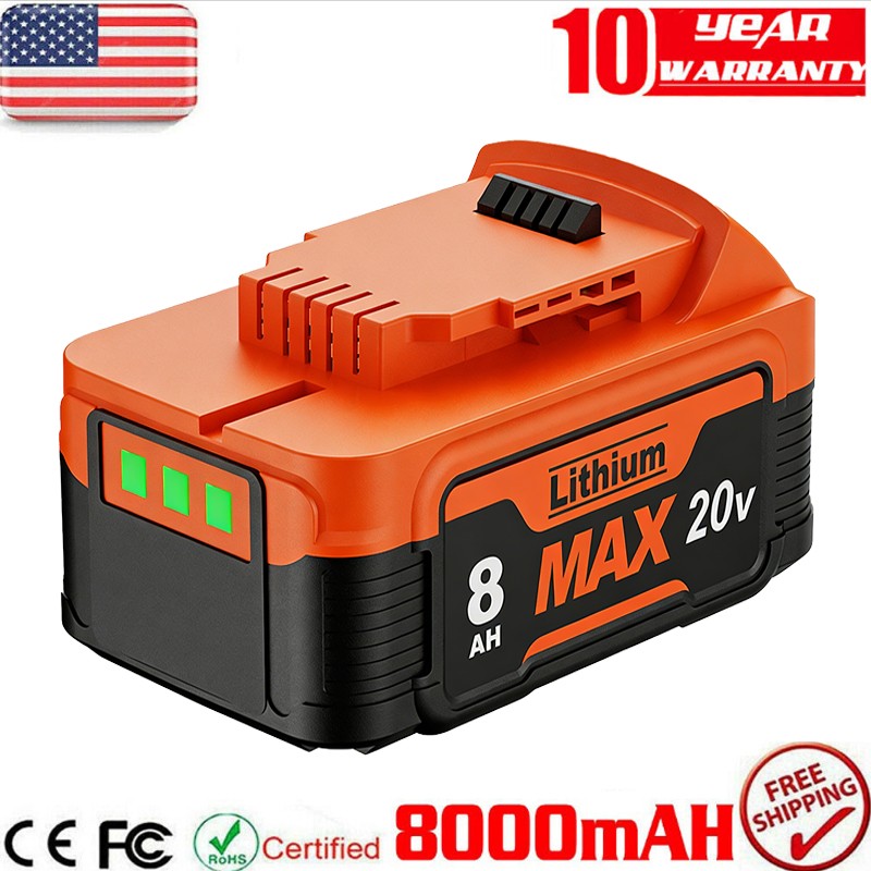 8.0AH Lithium Battery / Charger For DeWalt 20V 20 Volt Max XR DCB206-2 DCB205-2