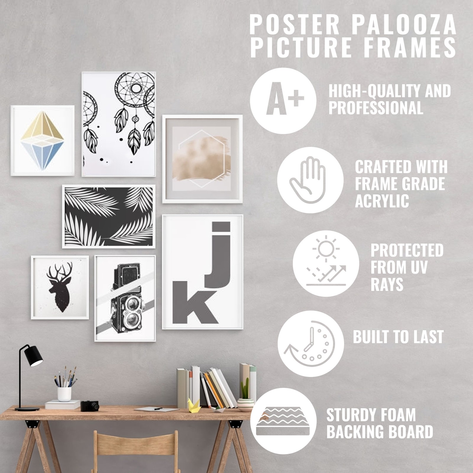 Panoramic Linear Brown Picture Frame – UV Acrylic, Backing, Hanging Hardware