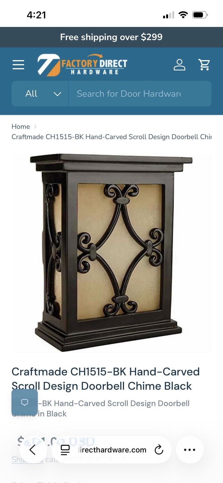 Craftmade Door Chime Ch1515-bk