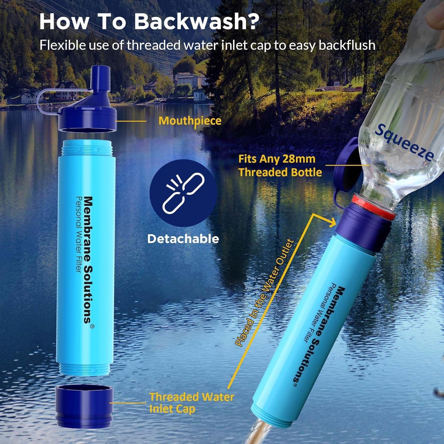 Personal Water Filter Straw for Hiking Camping Travel and Emergency 6 PACK