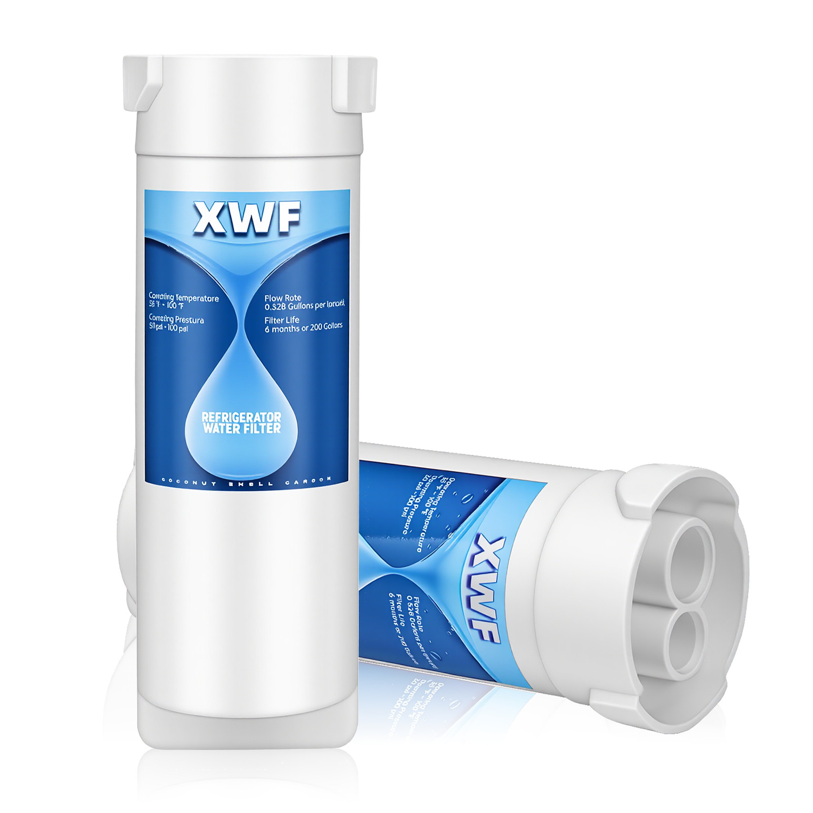 2 Pack XWF NSF Certified Refrigerator Water Filter,Replacement for GE