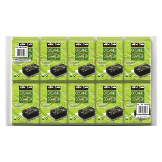 Kirkland Organic Roasted Seaweed Snack,0.6 oz – Pack of 10