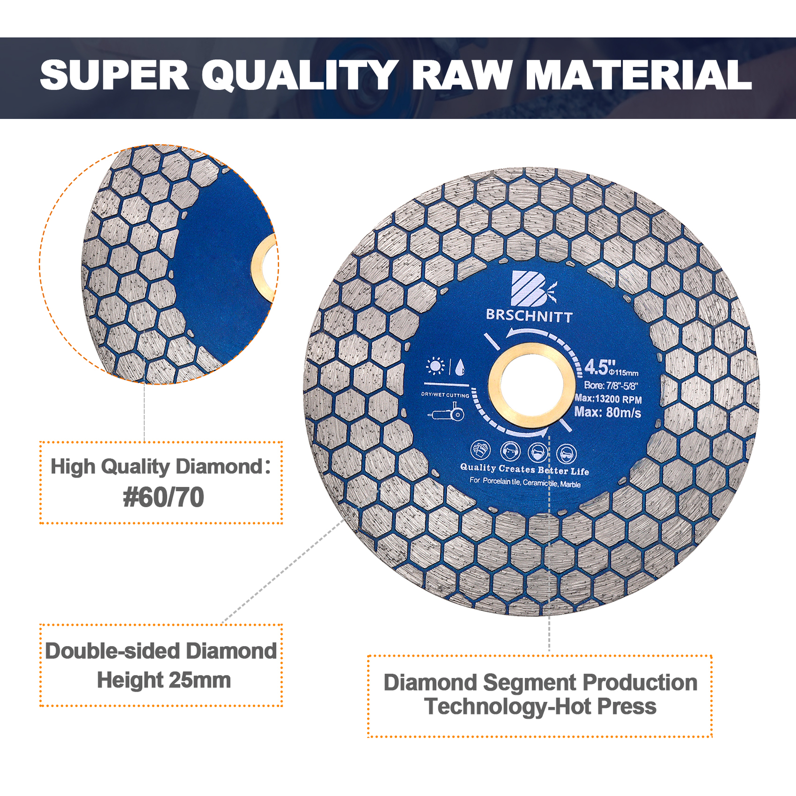 Diamond Tile Grinder Blade Cutting Grinding Disc for Ceramic Porcelain 4.5/5 in