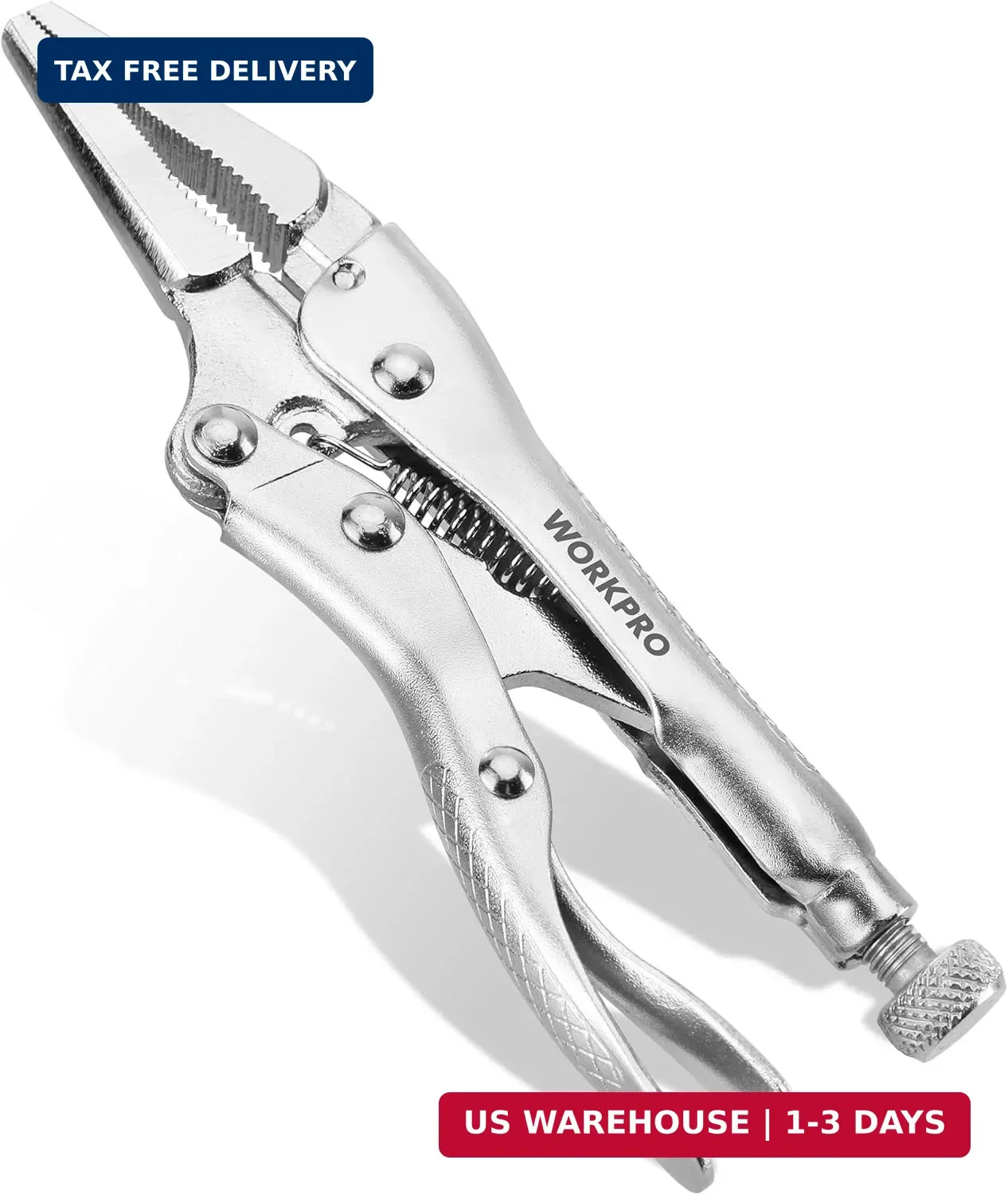 WORKPRO 4-1/2 inch Mini Long Nose Locking Pliers, Chromium-Vanadium Steel Lockin