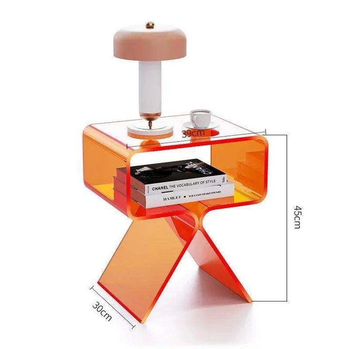 Acrylic Nightstand Side Table Modern Clear Bedside Desk No Assembly Needed