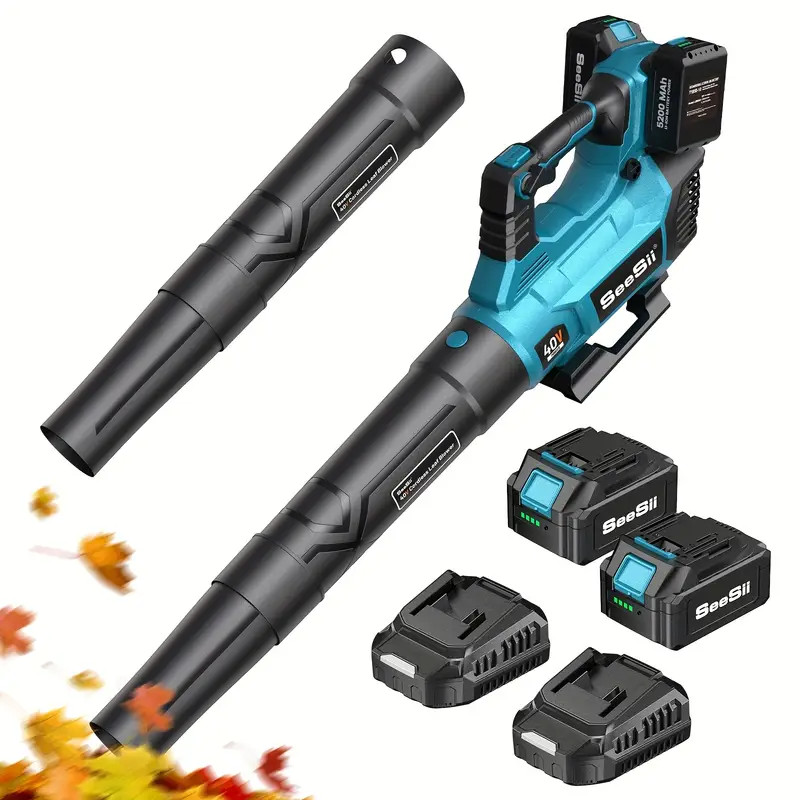 Seesii 40V Brushless Cordless 680 CFM 210 MPH Compact Blower 2 * 5200mah Battery