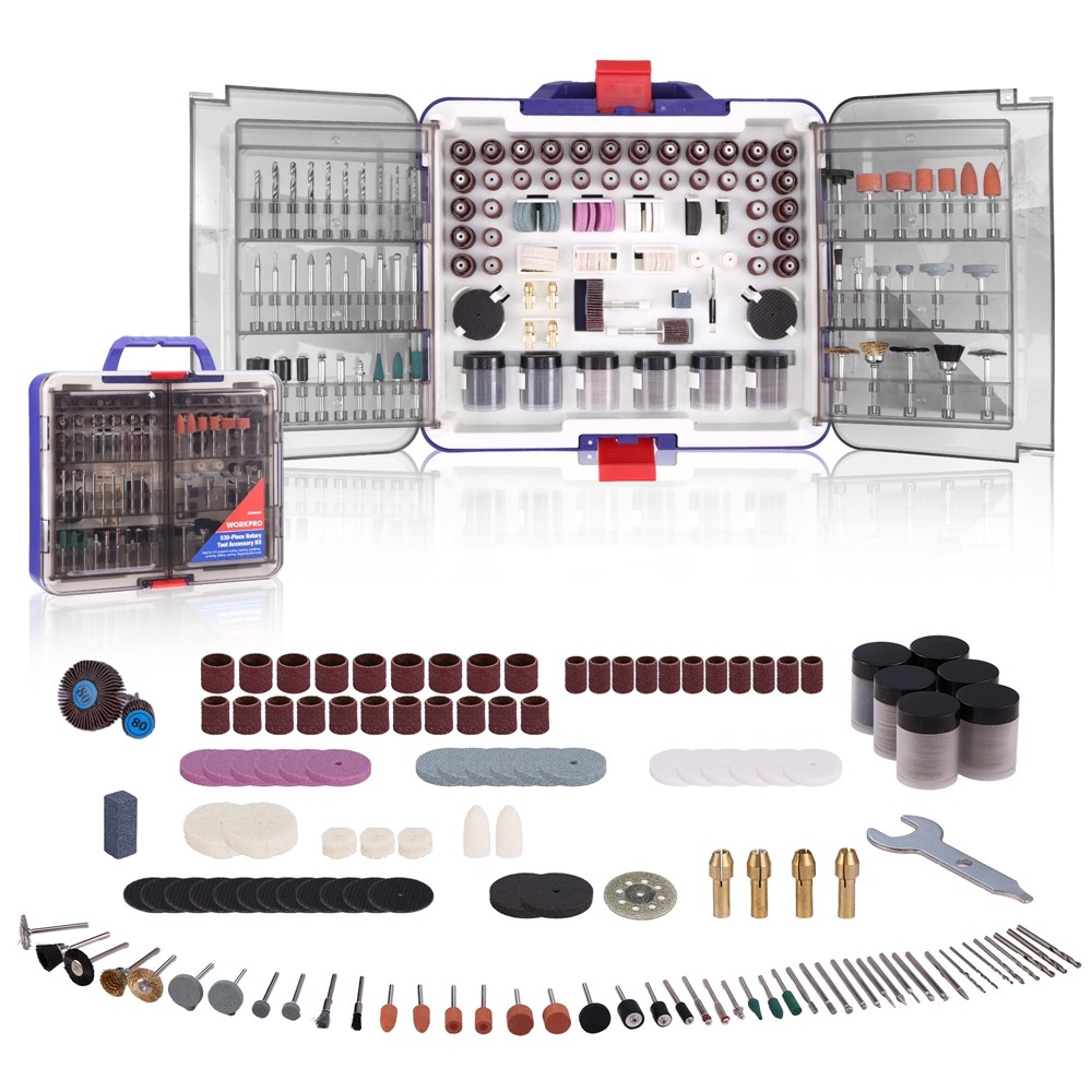 WORKPRO 530PCS Dremel Rotary Tool Accessories Kit Grinding Sanding Polishing Set