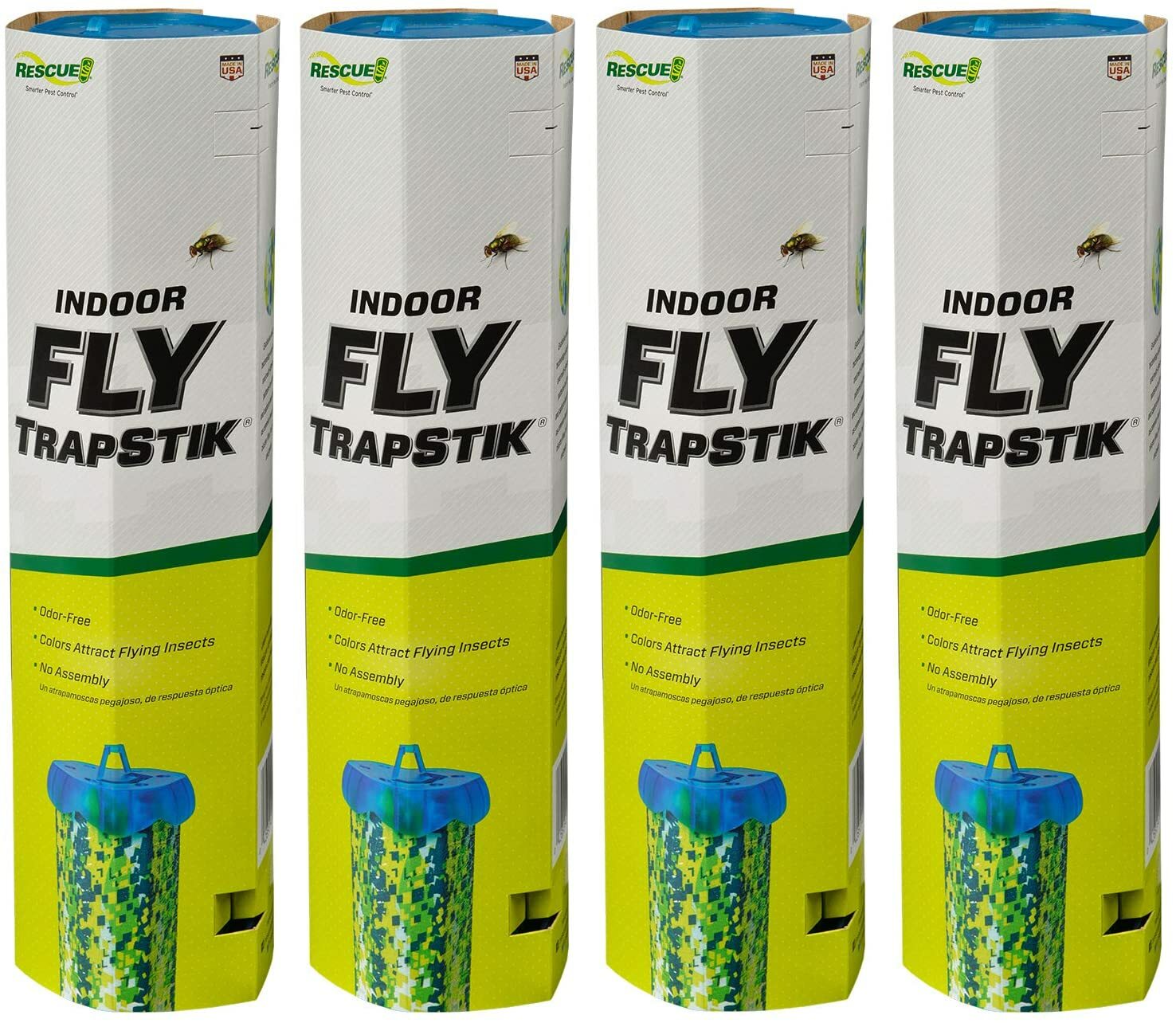 4 Pack!! RESCUE! Non-Toxic TrapStik for Flies Indoor Hanging Fly Trap Best Deal
