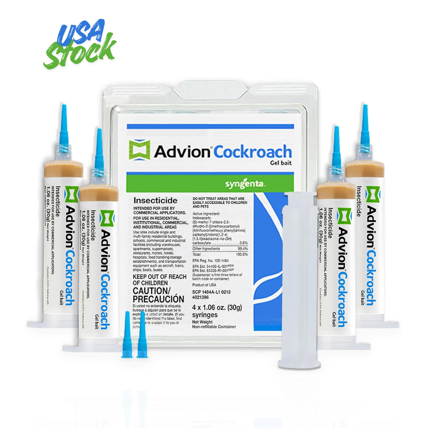 GENUINE Advion Roach Killer | 4 PACK | Cockroach Gel Bait Tubes + Plunger & Tips
