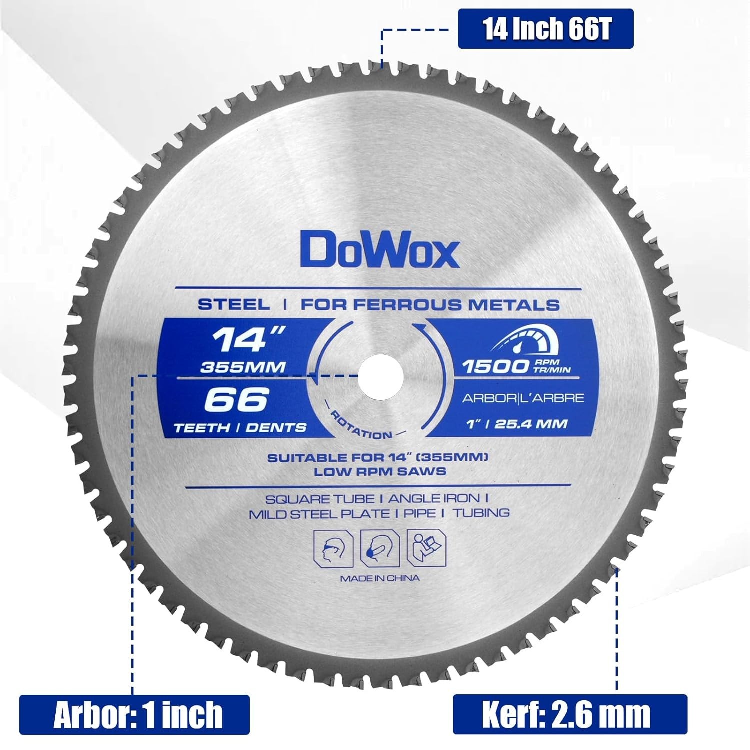 14-Inch Metal Cutting Saw Blade, 66-Tooth, for Evolution 14 Inch Chop Saw and…
