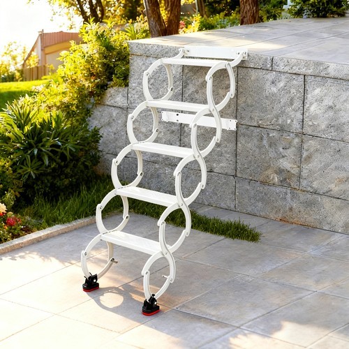 Attic Loft Pull Down Ladder 5 Step Wall Mounted Folding Loft Ladder Stairs White
