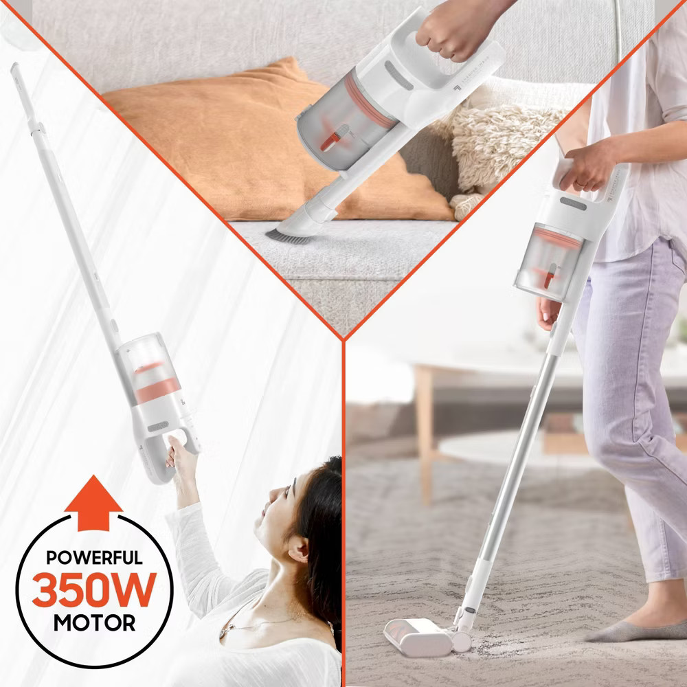 Sharper Image Stick & Handheld Combo Vacuum with 350W Motor, Cordless White