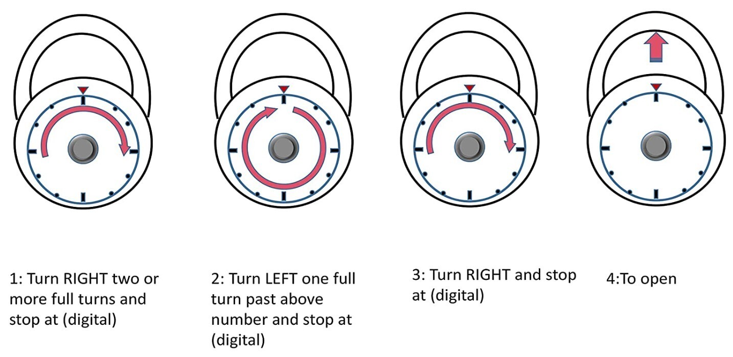 Standard Dial Combination Lock, 2 in. Wide with Different Combination