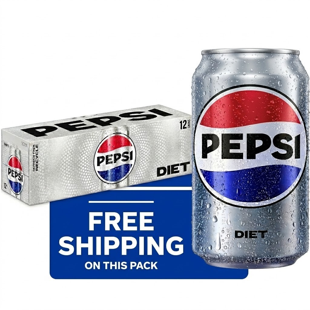 Diet Pepsi Cola Soda Pop 12 fl oz 12 Pack Cans Free Shipping