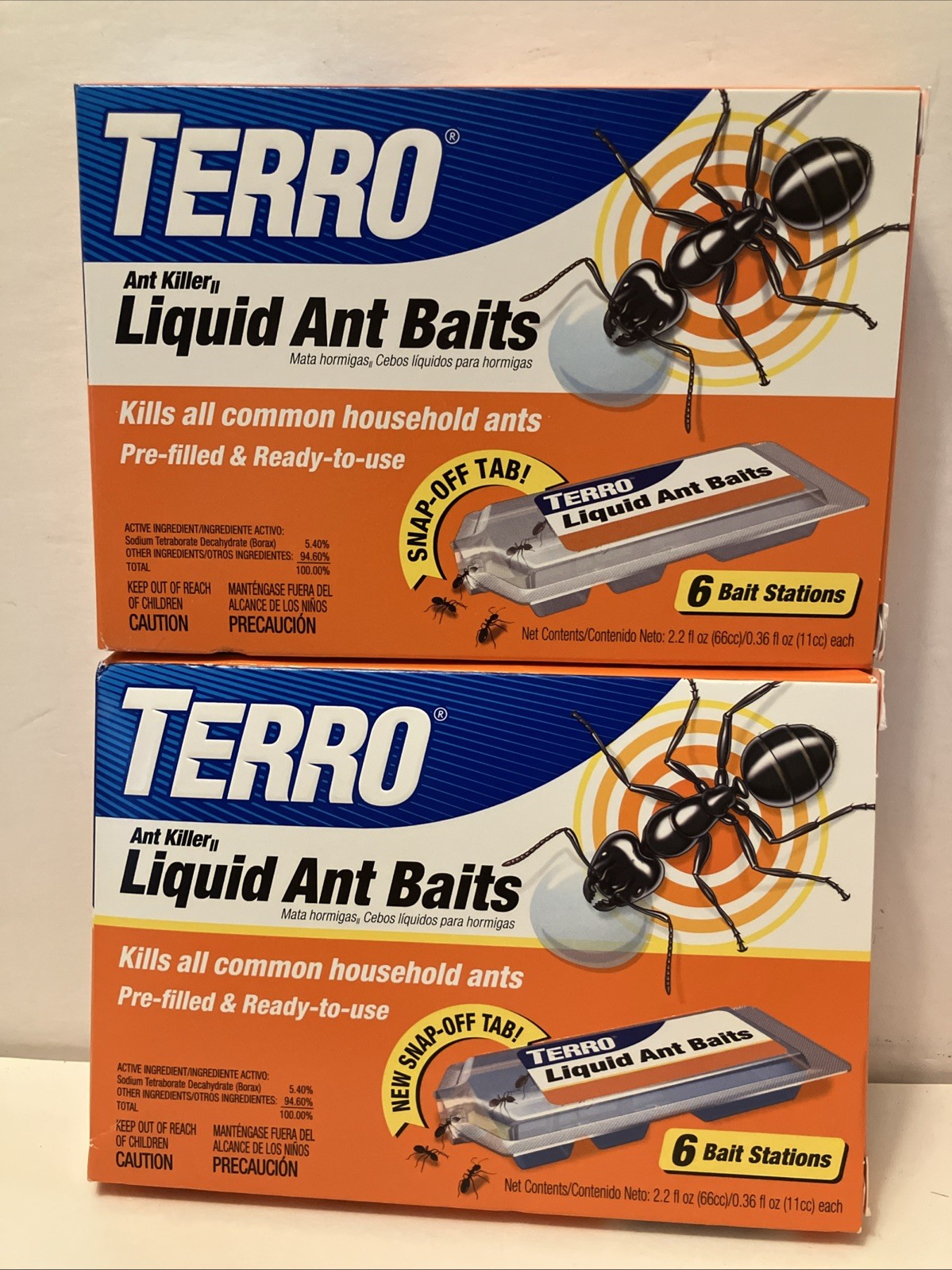 2pk x6 TERRO Liquid Ant Killer Bait Outdoor Indoor Tray Traps Ready To Use