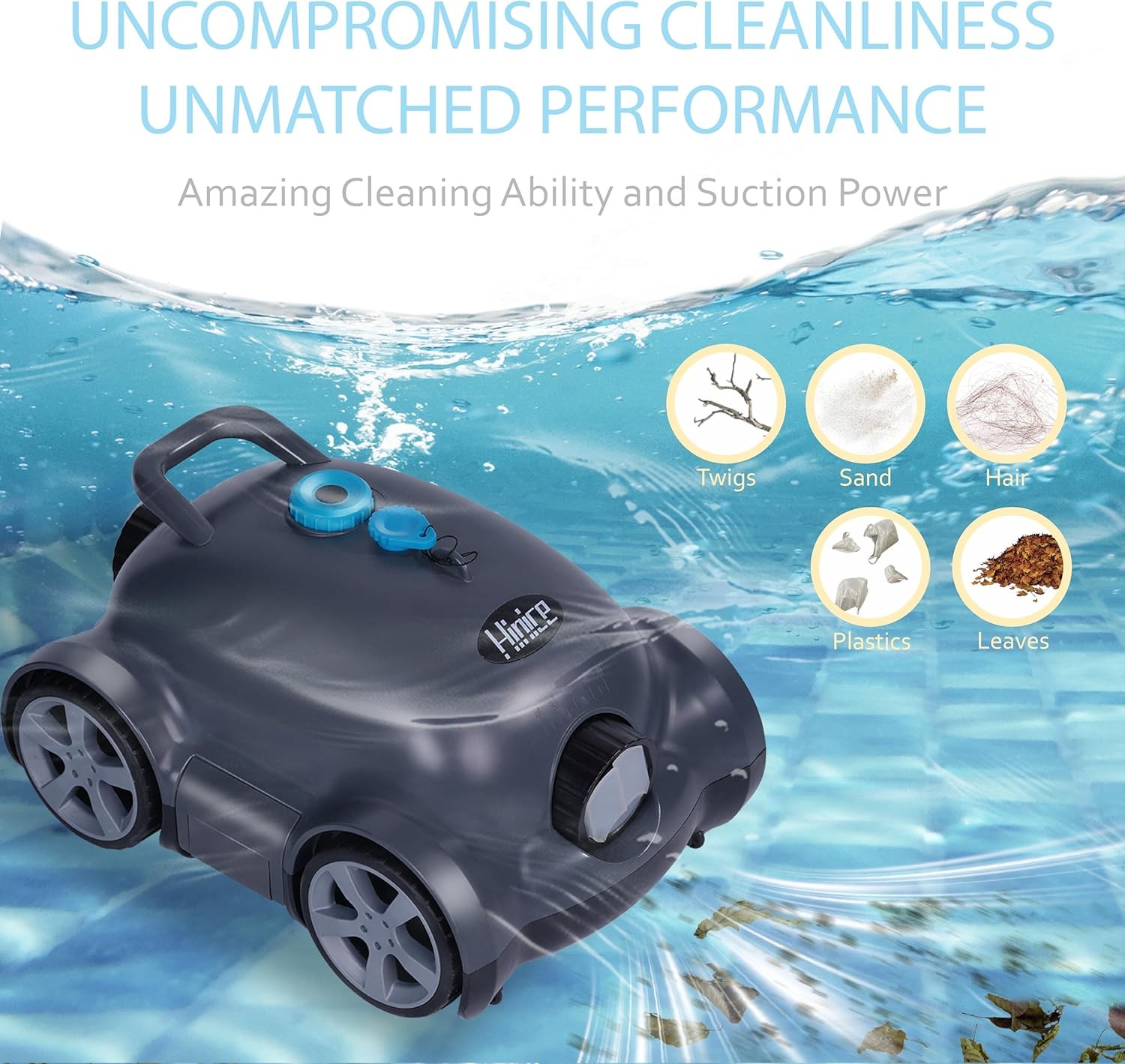 Cordless Wall Climbing Robotic Pool Cleaner for 2200 Sq Ft In-Ground Pools