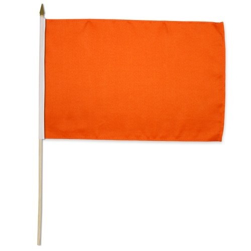 Solid Color Orange Stick Flags 12x18in Handheld Orange Flag 100D