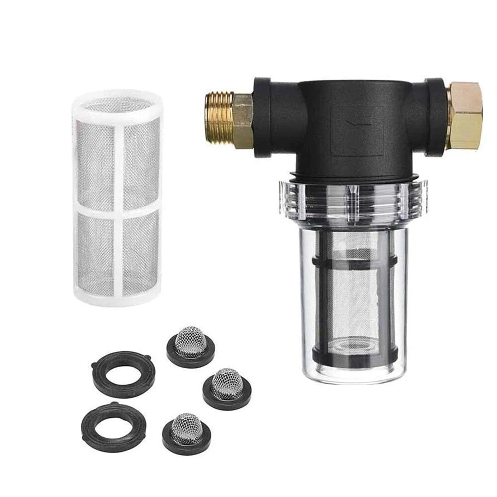 Plastic Metal Inline Water Filter Garden Pressure Washer 40 Mesh 100 Mesh Screen