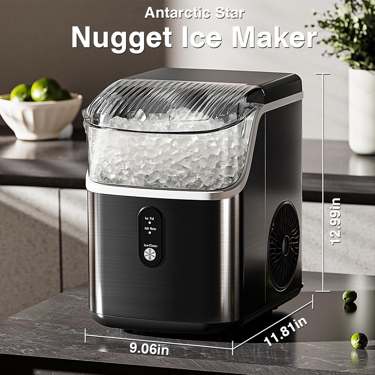 Nugget ice Maker Countertop Ready Fast 34lbs/24h Pebble Ice Self Cleaning