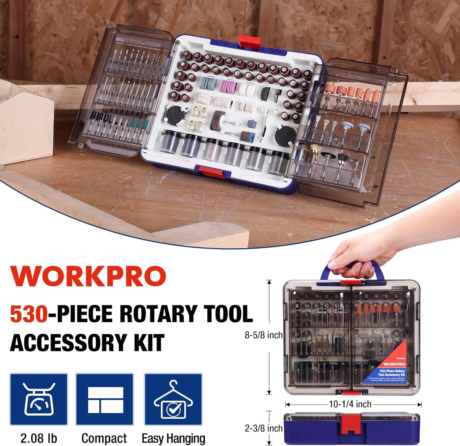 WORKPRO 530PCS Dremel Rotary Tool Accessories Kit Grinding Sanding Polishing Set