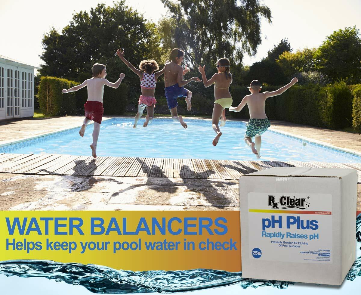 Rx Clear pH Plus Increaser Granular Soda Ash Chemical For Swimming Pool – 25 lbs