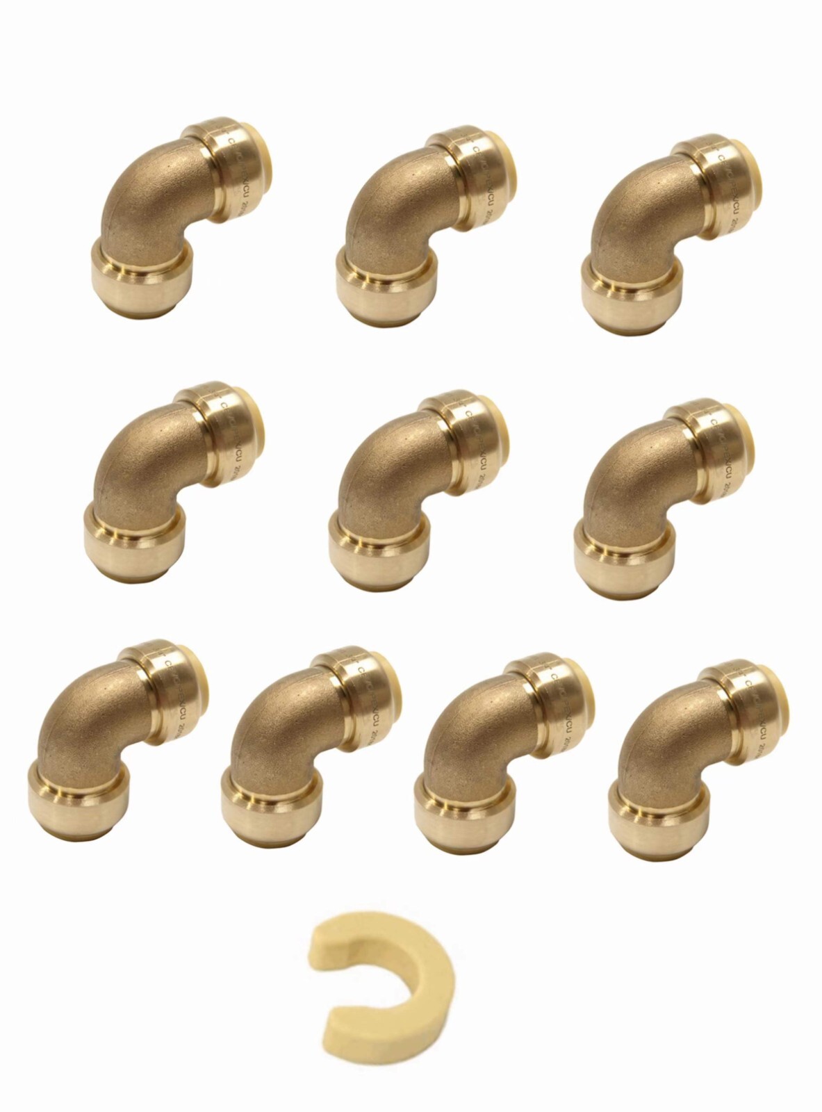 EFIELD 10 PCS 3/4″ PUSH FIT ELBOW BRASS FITTINGS WITH CLIP, LEAD FREE BRASS