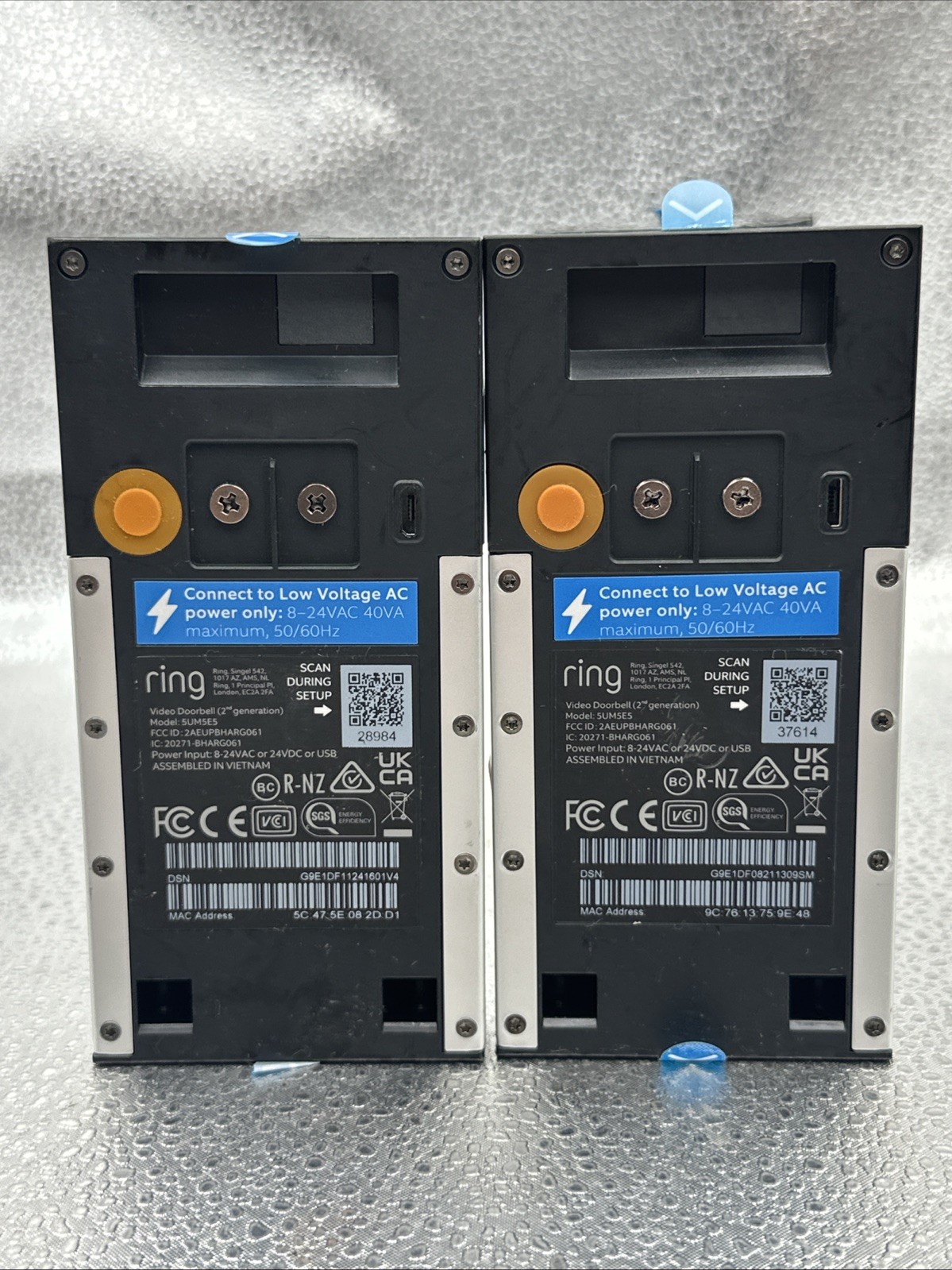 X1ct Ring Video Doorbells 2nd Gen Battery/Wired 5UM5E5 & 20 degrees Mount