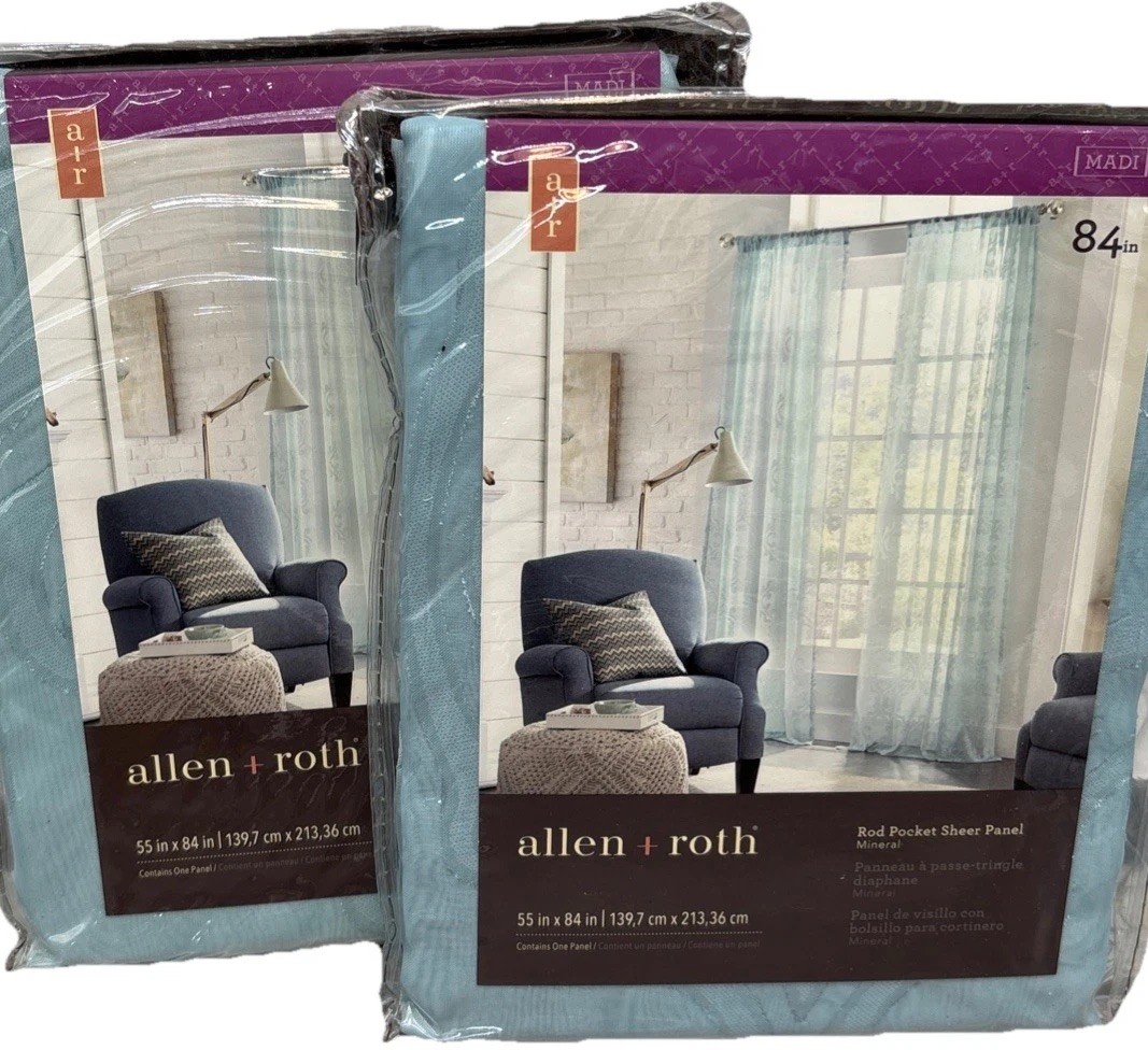 allen + roth Madi 84” Mineral Polyester Sheer Rod Pocket, 2-Pack {B4}