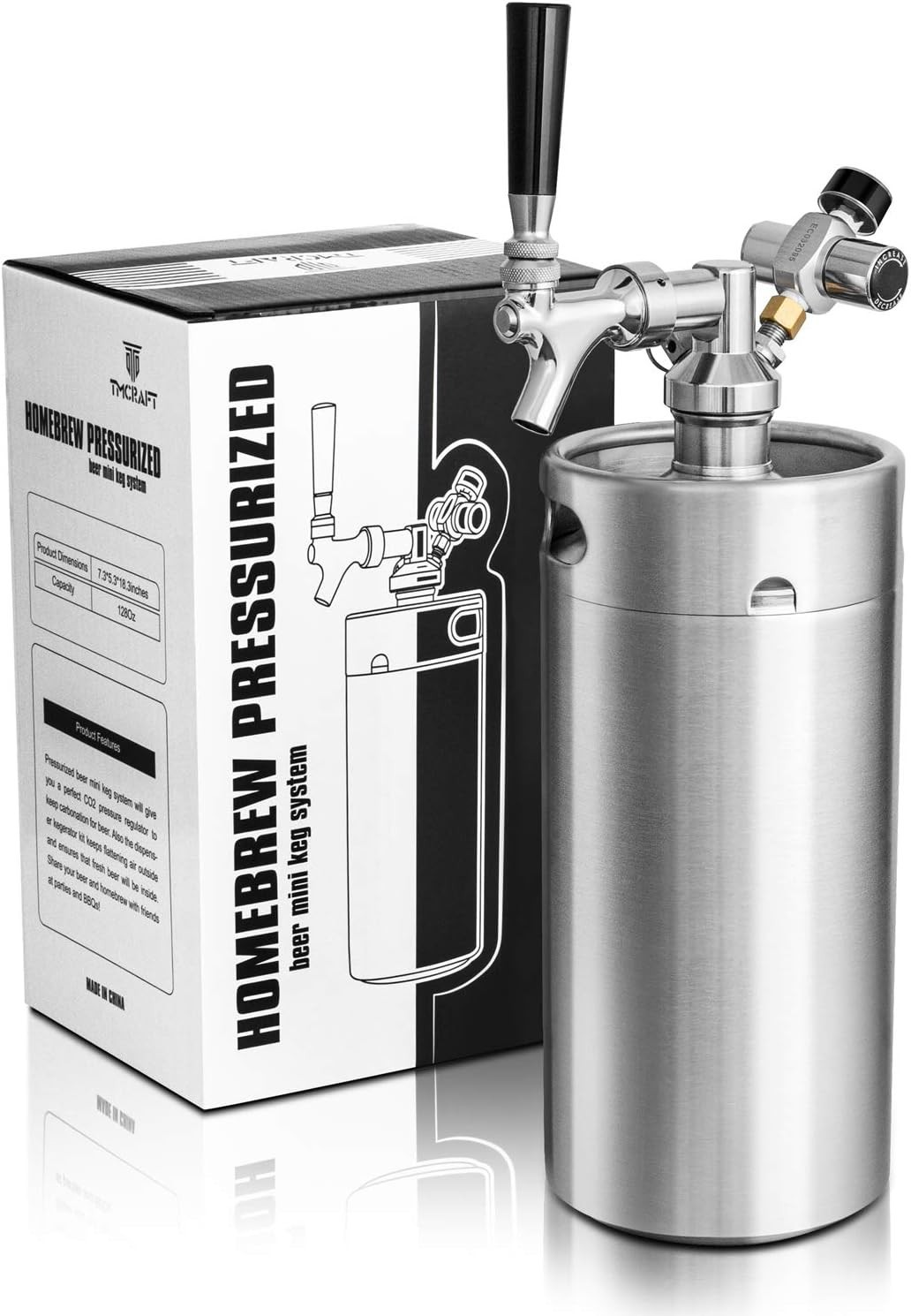 Stainless Steel 128oz Mini Keg with Updated CO2 Regulator – Fresh Beer Anytime